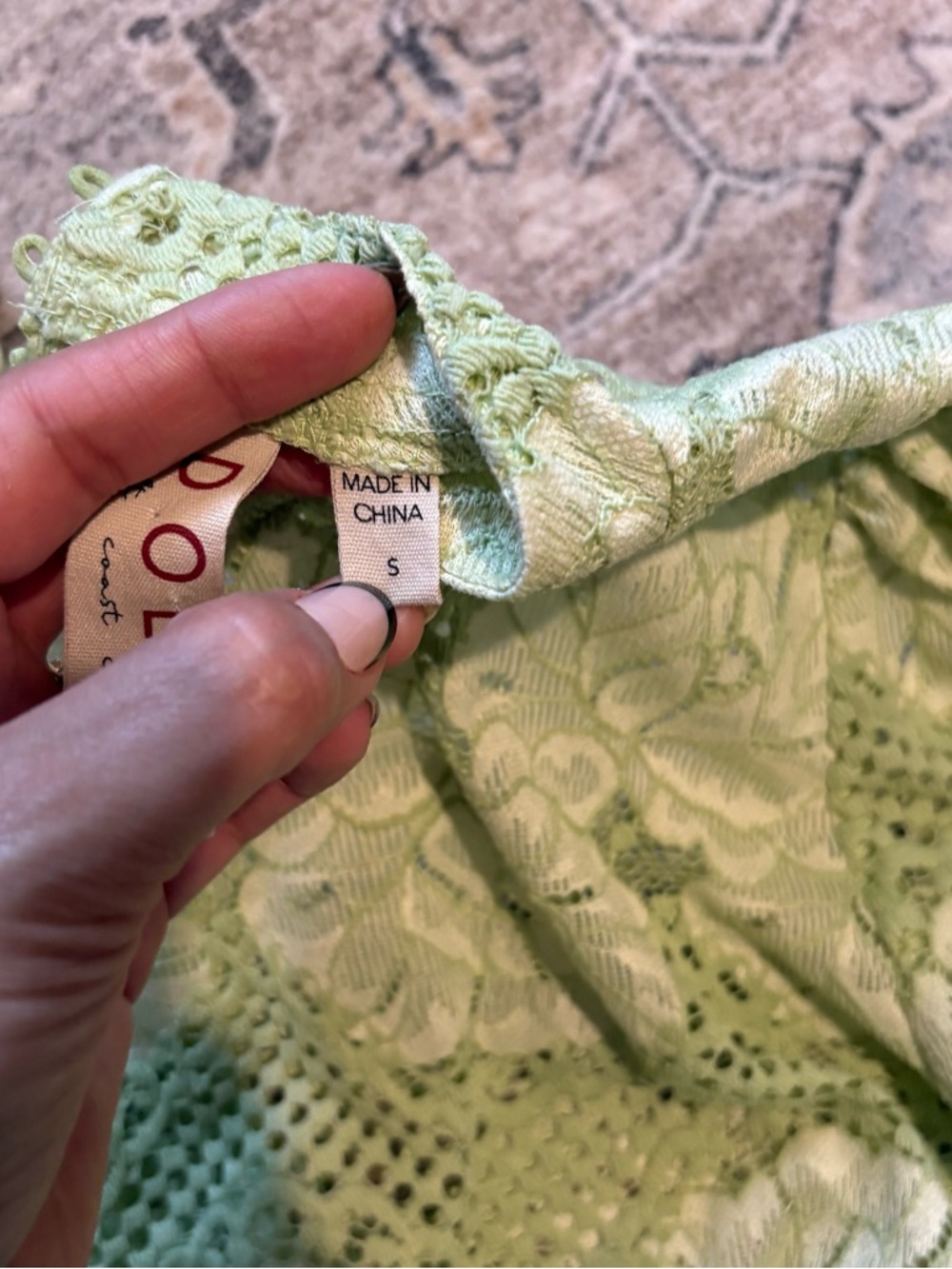 Anthropologie Dolan Left Coast Lace
Blouse Green Mock Neck Bishop Sleeve Top S - Picture 6 of 12